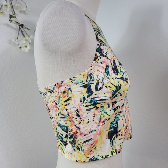 PARKER MULTI-COLORED FLORAL CROPPED HALTER TOP Size SMALL - Picture 9 of 12
